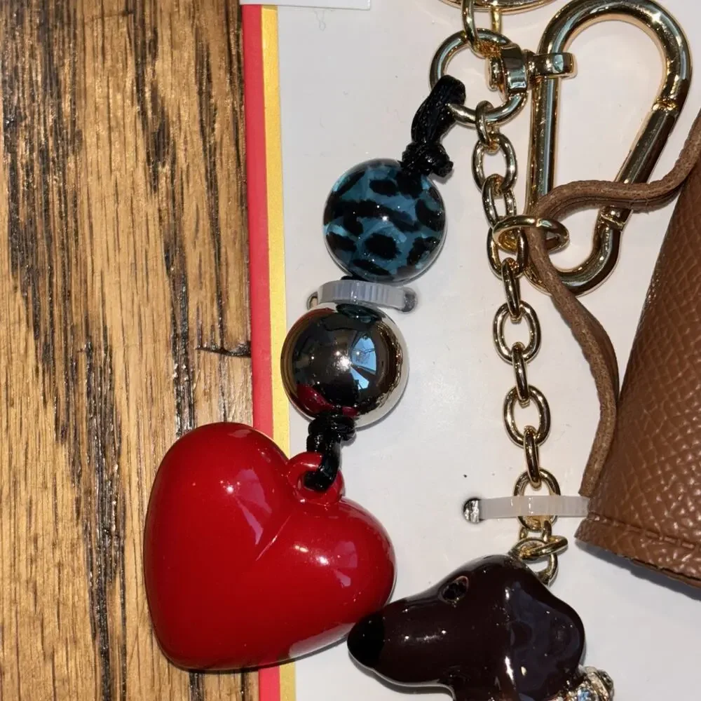 Piper K Dachshund Doxie Bag Charm & Key Chain Heart Purse Glass Stones New